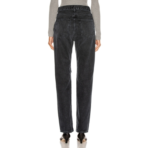 NWT! AGOLDE Lana Jean Sz 32 Mid Rise Vintage Straight Distressed Black Disorder - Picture 3 of 12